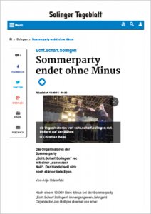 Bericht zur Sommerparty aus dem Solinger Boten (11.08.2015)